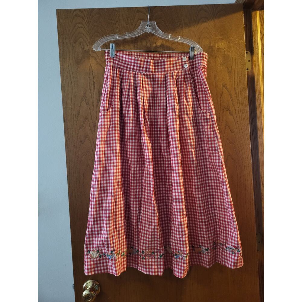 Vintage Cottagecore Farmercore Cotton Garden Gingham Embroidered Retro S GUC
